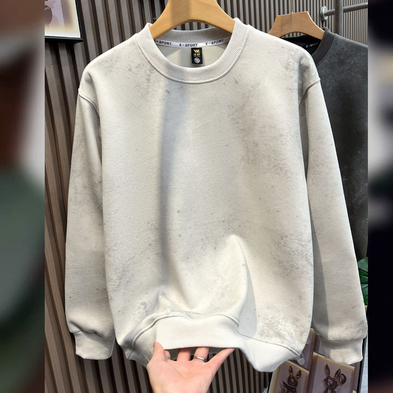 圆领卫衣男士秋季新款2025潮牌扎染高级感长袖百搭无帽休闲上衣服