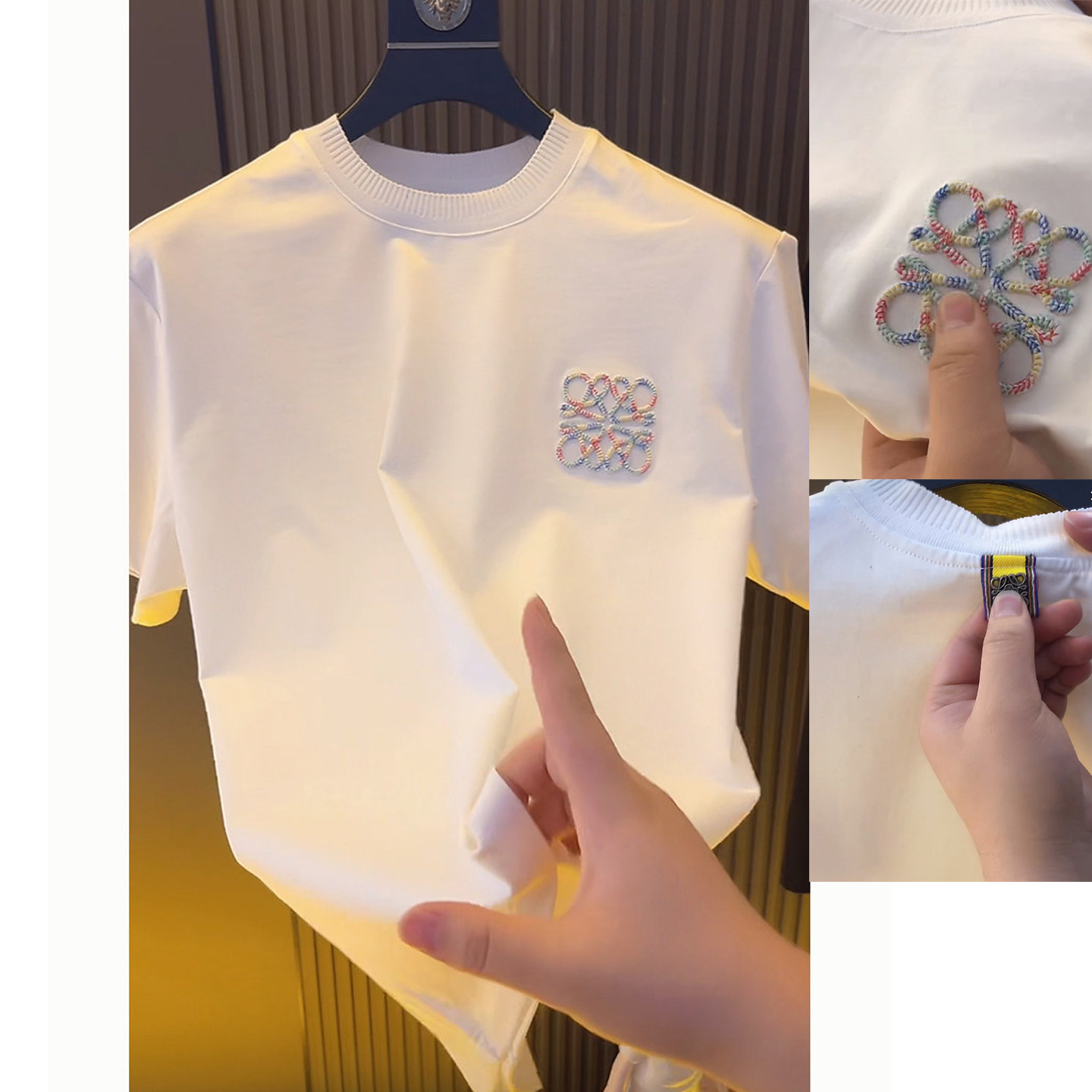 欧洲站轻奢潮牌刺绣圆领宽松版欧货大码短袖T恤男夏季纯棉半截袖t