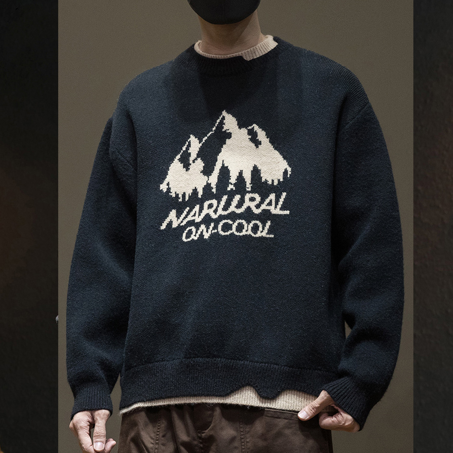 春秋休闲毛衣男加厚2025秋冬新款工装大码加肥加大内搭针织衫上衣