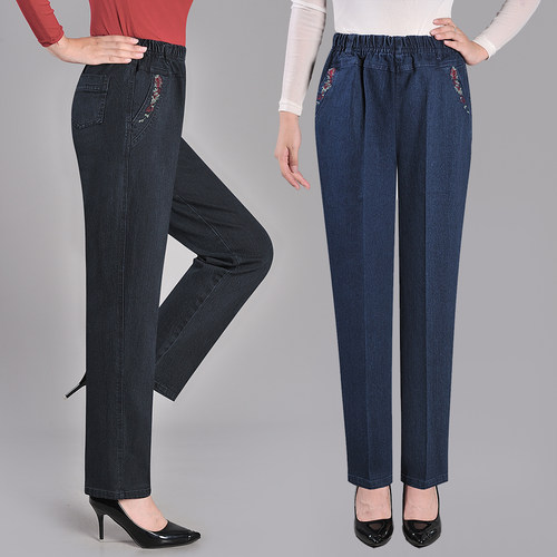 中老年女裤牛仔裤秋季休闲春秋款