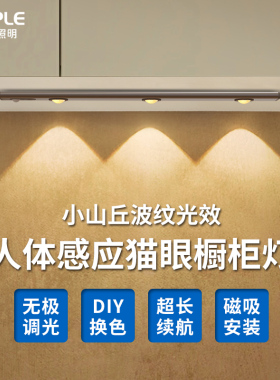 欧普猫眼波纹灯充电人体感应灯带无线衣橱柜酒柜LED小山丘氛围灯