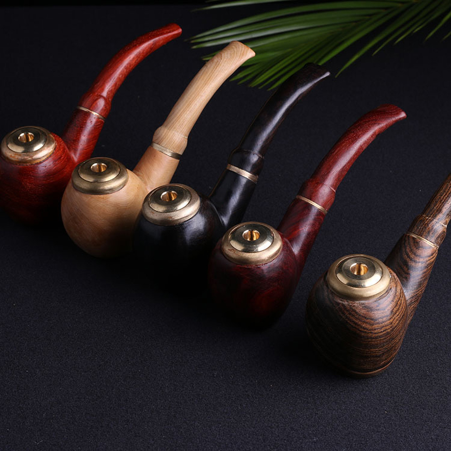 血檀黑檀虎皮檀双用大烟斗 红木循环型过滤烟嘴弯式烟具