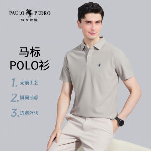 休闲翻领商务T恤 2025新款 纯色保罗刺绣POLO衫 男士 显瘦透气短袖