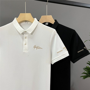 2025夏季 男POLO衫 精工刺绣珠地棉 新款 短袖 T恤翻领t恤青年打底衫