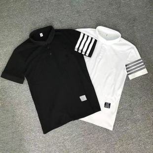 新款 上衣 简约百搭机械印花翻领polo衫 保罗衫 男士 短袖 韩版 夏季 修身
