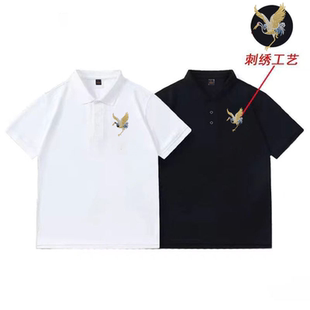 男士 t恤男短袖 ins潮流简约polo衫 翻领纯色夏季 上衣服 刺绣宽松大码