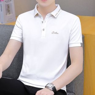 男装 t恤翻领polo衫 休闲上衣服印花刺绣半截袖 体恤衫 男士 夏季 短袖