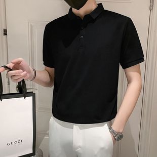 Polo衫 t恤韩版 翻领短袖 男潮牌夏季 百搭体恤上衣 修身 潮流2023新款