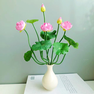仿真花小莲花假花佛前供佛荷花佛台摆设客厅餐桌装饰品小摆件盆栽