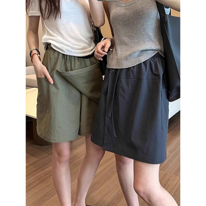 美式工装裤裙女夏季薄款大码胖mm小个子宽松显瘦百搭阔腿休闲短裤