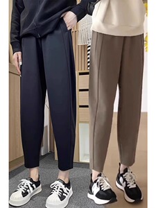 秋季新款黑色哈伦老爹裤女大码胖mm梨形身材显瘦高腰直筒休闲裤子