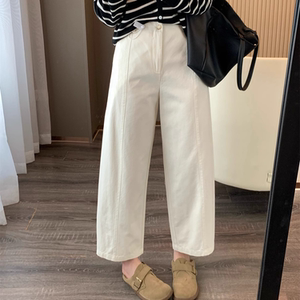 夏季薄款阔腿休闲裤女大码胖妹妹mm梨形身材高腰显瘦九分哈伦裤子