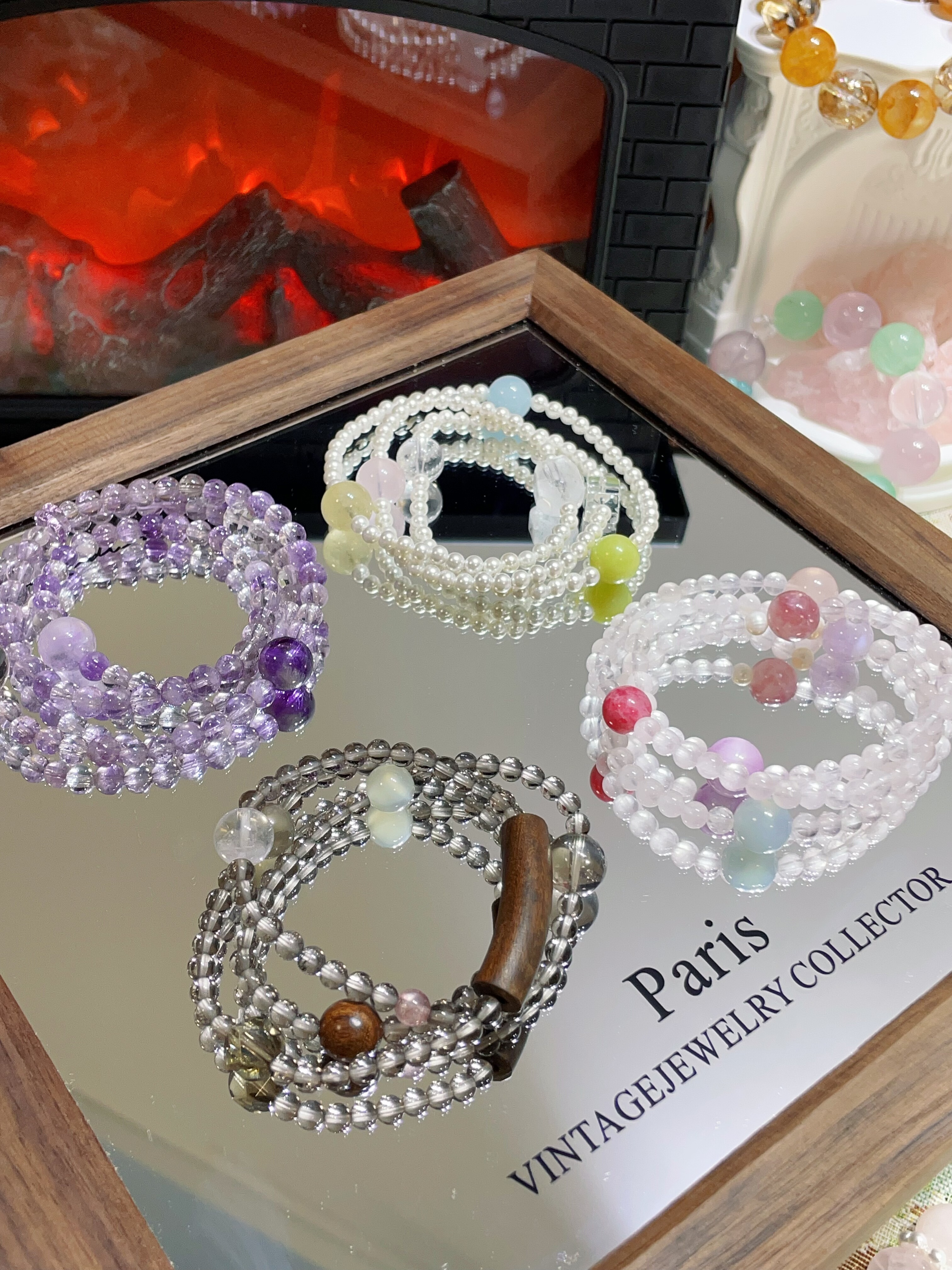 037三圈天然水晶手链女款单圈手串送女友闺蜜生日礼物