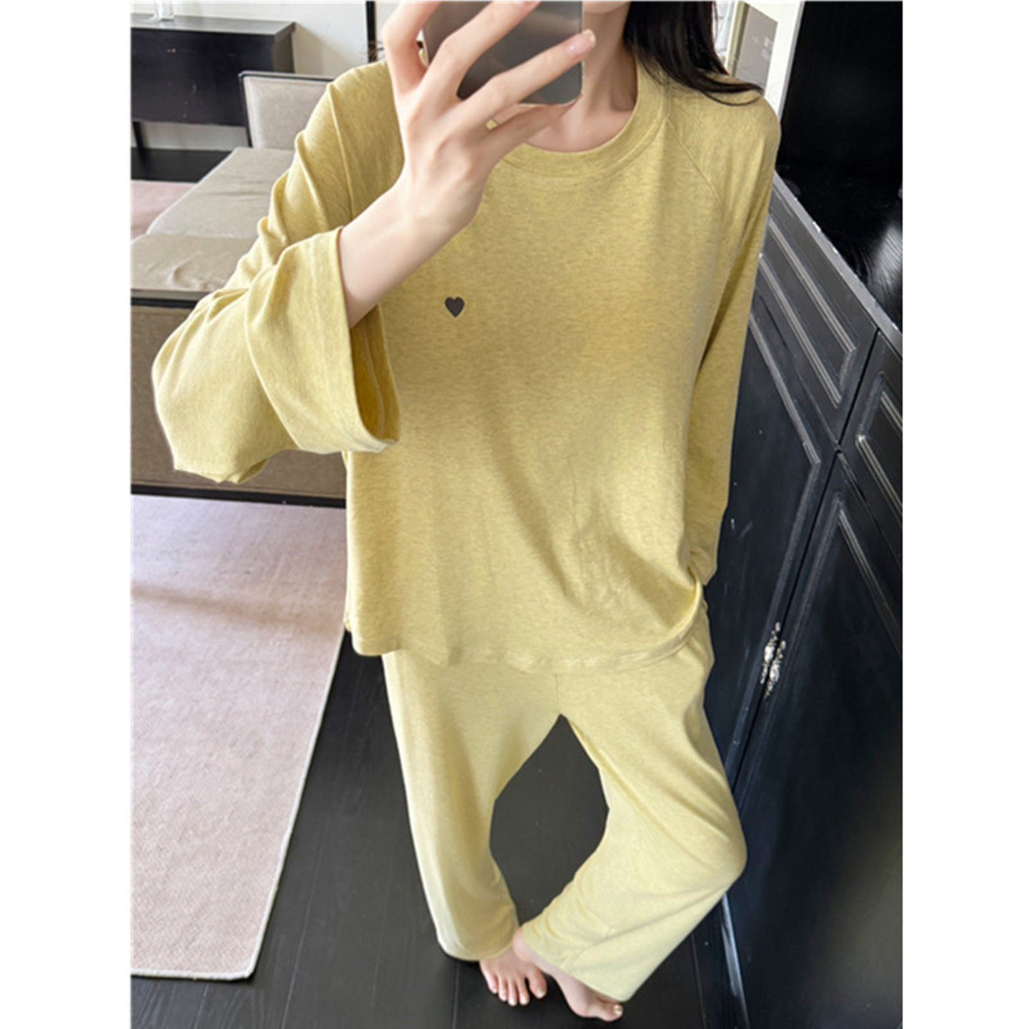 带胸垫睡衣女款春秋季莫代尔2025新款简约爱心长袖休闲家居服套装,女士内衣/男士内衣/家居服,睡衣/家居服套装,淘宝优惠券,粉丝福利购,淘宝优惠卷