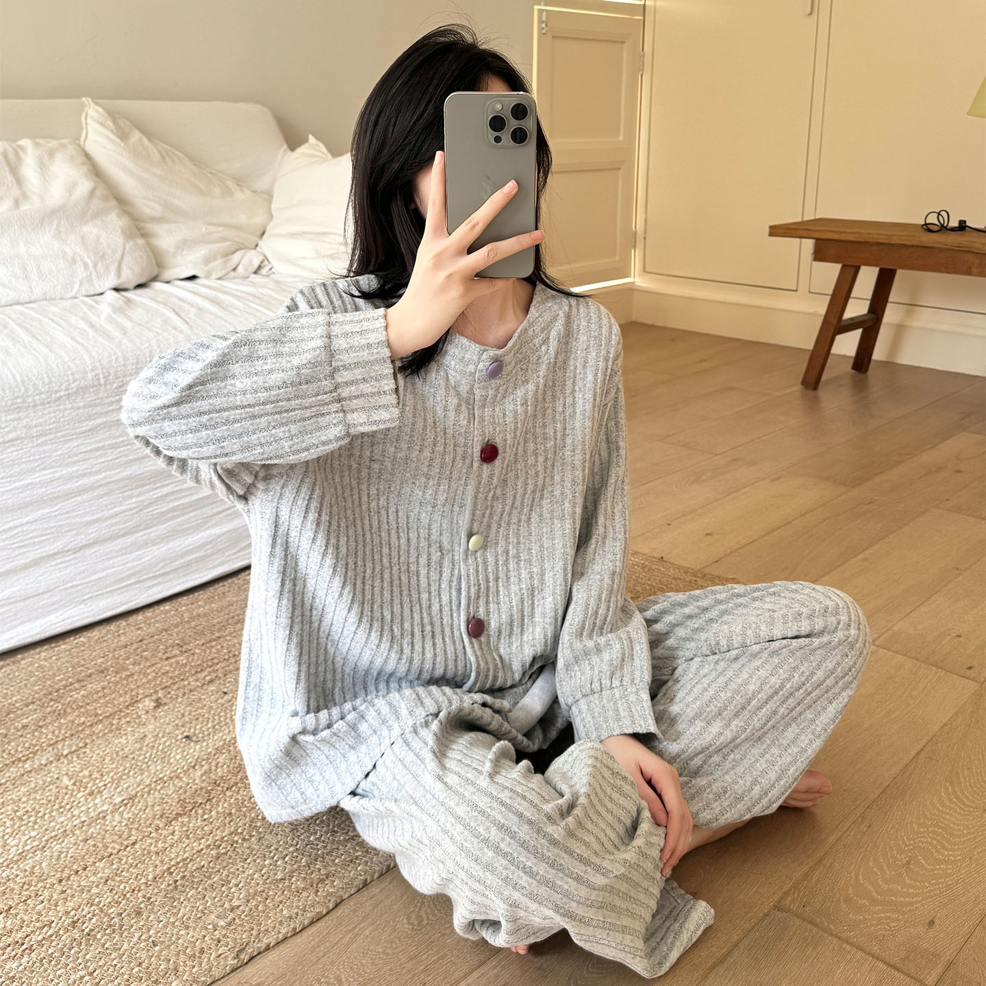 羊绒保暖睡衣女款秋冬季长袖德绒