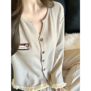 套装 简约流苏羊绒睡衣女款 加厚保暖长袖 2025新款 德绒家居服 秋冬季