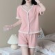 两件套装 夏天睡衣女夏款 休闲豆沙开衫 纯棉甜美女士韩版 家居服 短袖