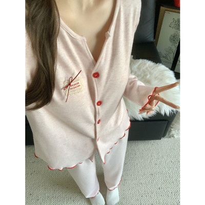 高级感羊绒睡衣女款秋冬季2025新款简约带胸垫保暖长袖套装家居服