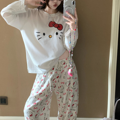 Hellokitty睡衣女款春秋长袖套装