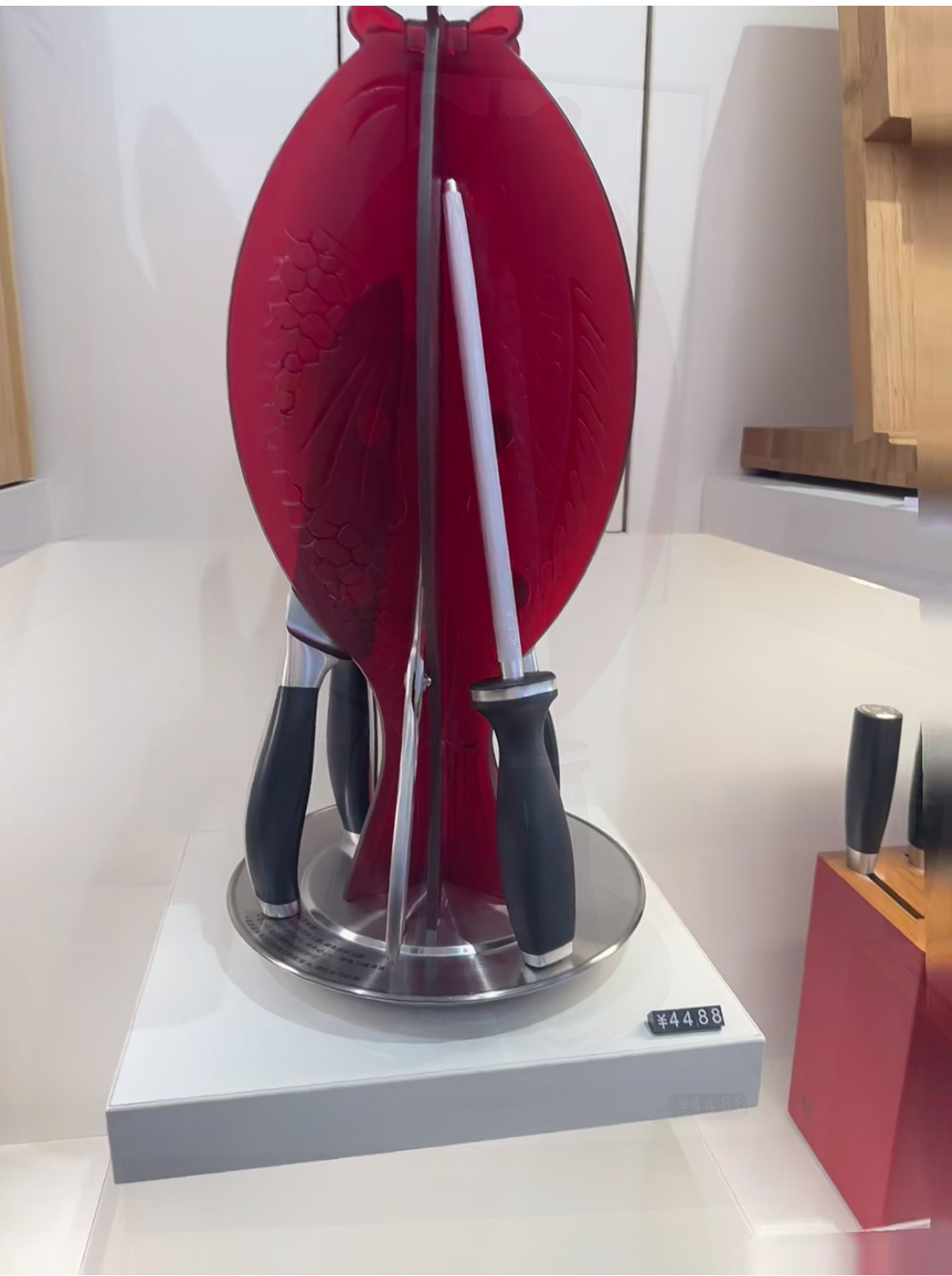 双立人奥林锦鲤系列旋转磁性刀架套装不锈钢中片刀多用刀具7件套