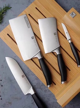双立人奥林Olymp竹制插刀架8件套装进口刀胚中片刀具锻造砍骨菜刀
