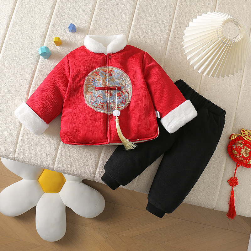 秋冬新款儿童加绒中国风喜庆棉服周岁生日拜年服龙图暗花套装,童装/婴儿装/亲子装,套装,淘宝优惠券,粉丝福利购,淘宝优惠卷