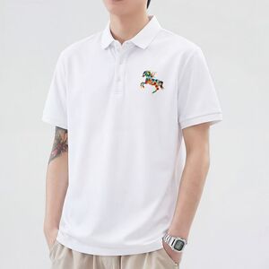 夏季凉感短袖polo衫男潮牌翻领马年设计感百搭上衣服ins潮流t恤