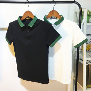 修身 个性 有领t恤男短袖 潮流精神小伙上衣修身 带领polo衫 衣服小码