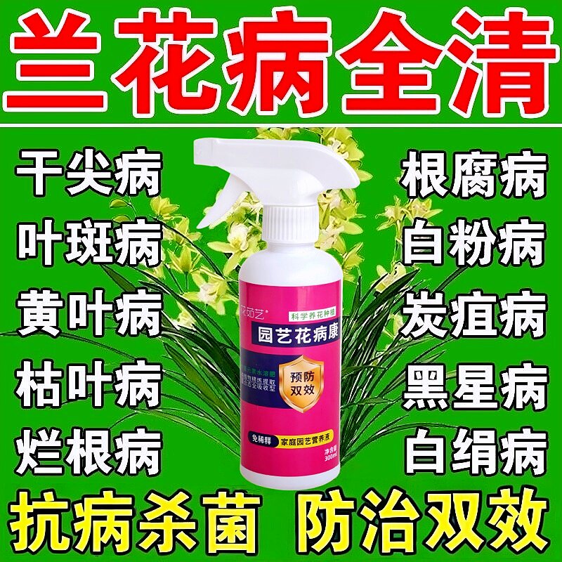 兰花专用杀菌药治黑斑病专用叶子发黄叶焦尖根腐杀菌叶康灵营养液