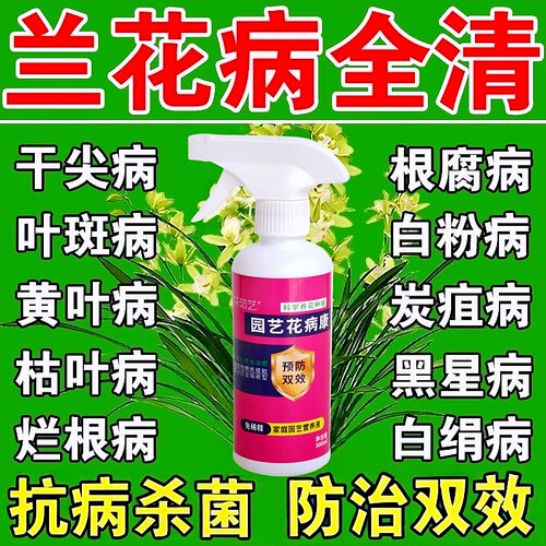 兰花专用杀菌药治黑斑病专用叶子发黄叶焦尖根腐杀菌叶康灵营养液
