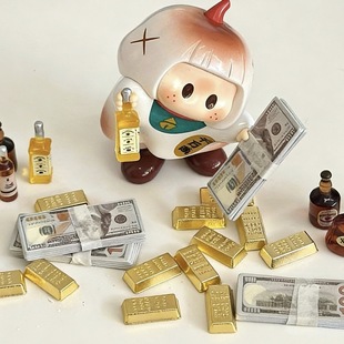 右右酱手持配件酒瓶小金砖微缩迷你钞票yoyo酱娃娃配件装备道具