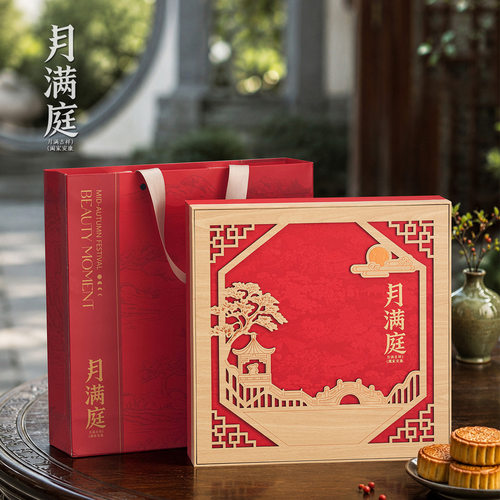 高颜值中秋月饼礼盒包装盒红色国风复古8粒月饼糕点手提包装礼盒