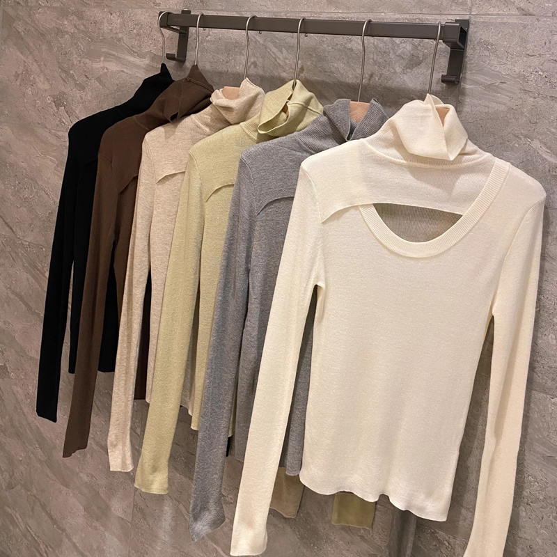 羊毛堆堆领内搭针织打底衫