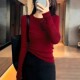 2025秋冬新款 针织内搭新年红色毛衣 薄款 圆领羊毛软糯打底衫 女修身