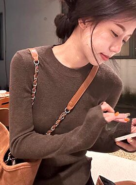 修身显瘦圆领薄款毛衣内搭长袖女