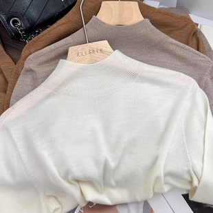 半高领高货打底衫女2025秋冬新款气质羊毛针织衫修身内搭中领毛衣