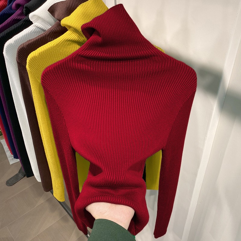 安哥拉红高领软糯羊毛针织衫女