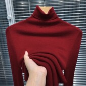红色翻领羊毛打底衫 内搭高领毛衣 修身 女2025秋冬新款 软糯针织衫