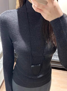 深灰色冬季半高领软糯打底衫女2026新款紧身羊毛针织中领气质毛衣