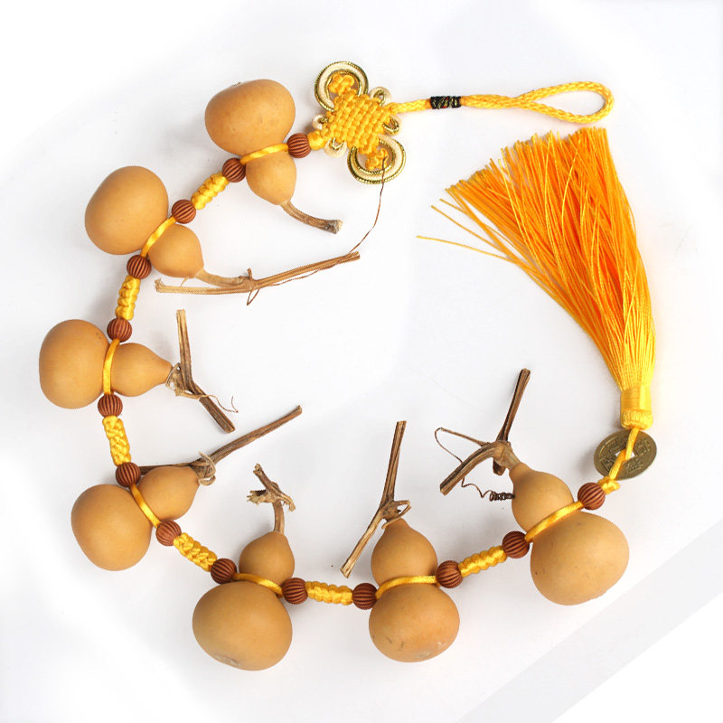 风水小葫芦串挂件福禄金刚结横穿带龙头成串葫芦挂饰