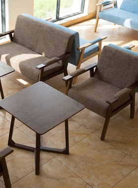 奶茶店桌椅组合甜品咖啡厅餐厅简约休闲办公洽谈休息双人卡座沙发