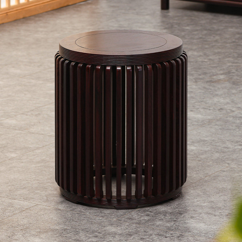 宋韵 赞比亚血檀圆凳新中式实木凳子非洲小叶紫檀圆鼓凳禅椅造型