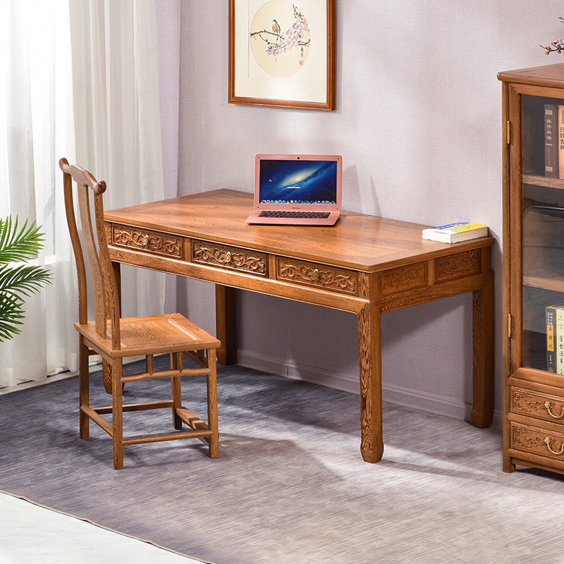 鸡翅木写字桌中式仿古红木学习桌