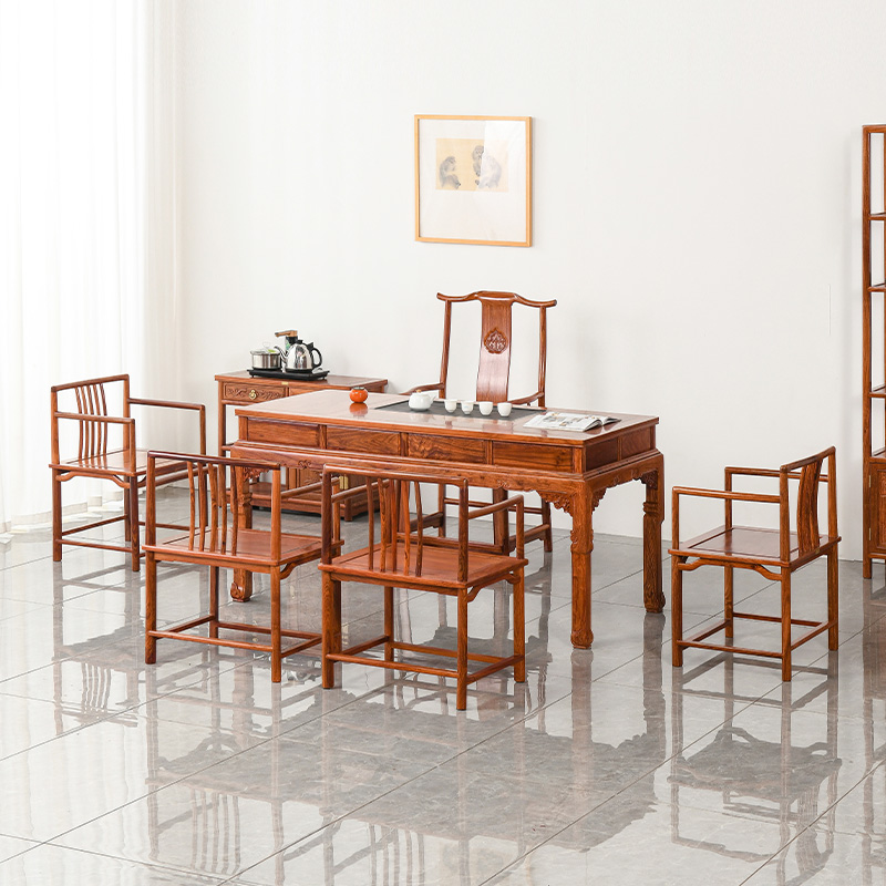 宋韵弯腿茶桌花梨木新中式全实木