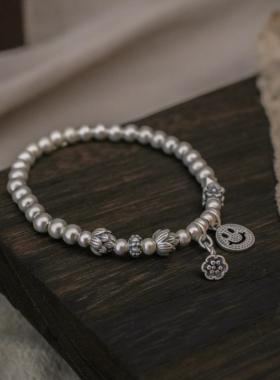 足银999笑脸莲蓬潮流手串