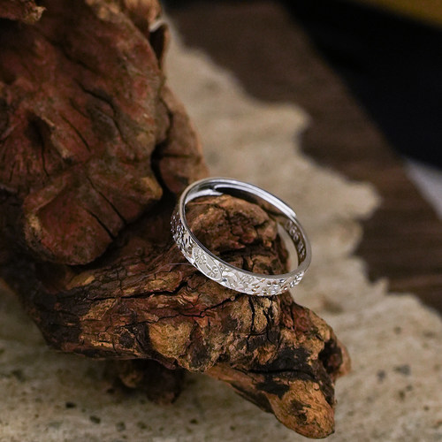 足银990碎冰冰平安戒指男女