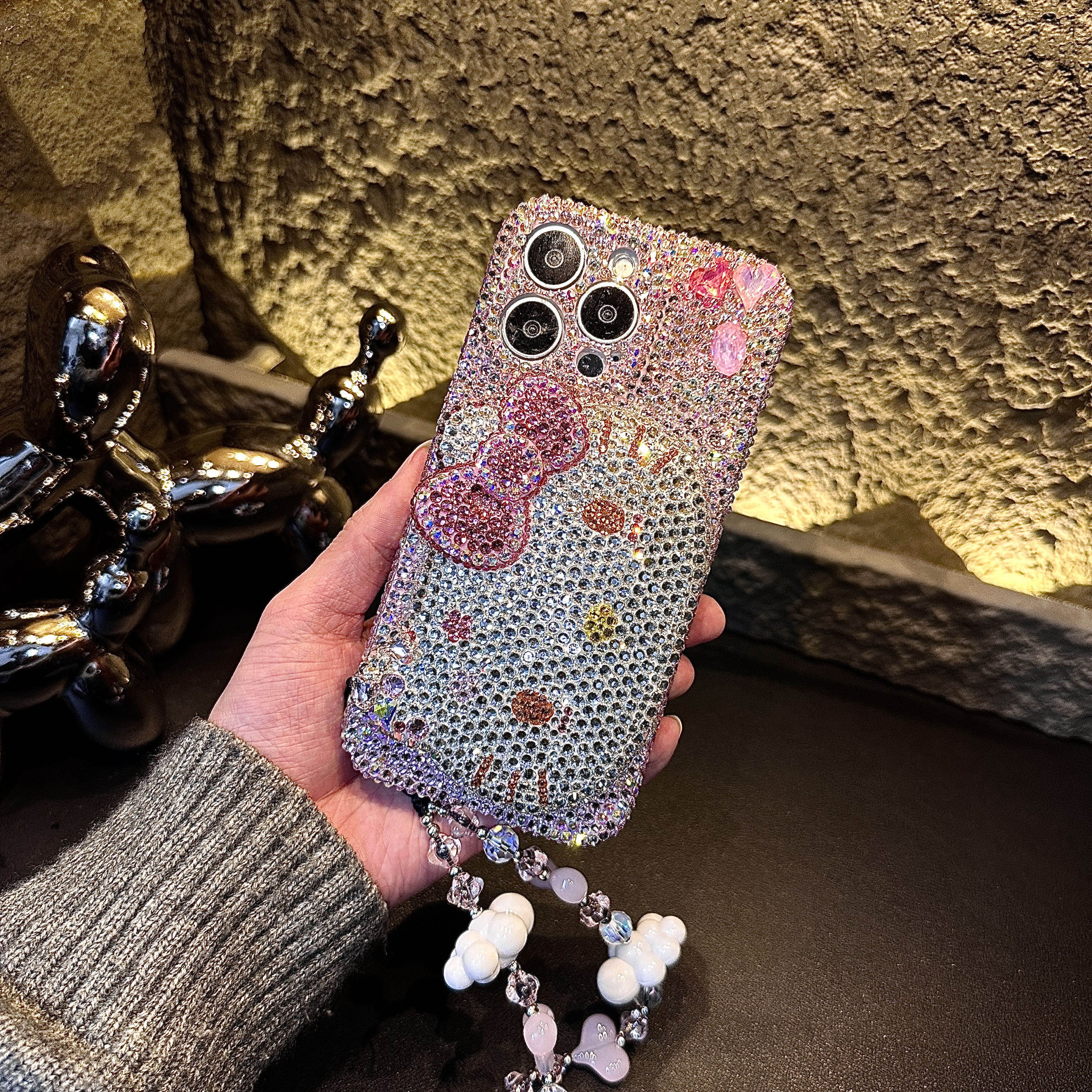 懒懒同款苹果17promax水钻手机壳全包kitty立体iphone15保护套16
