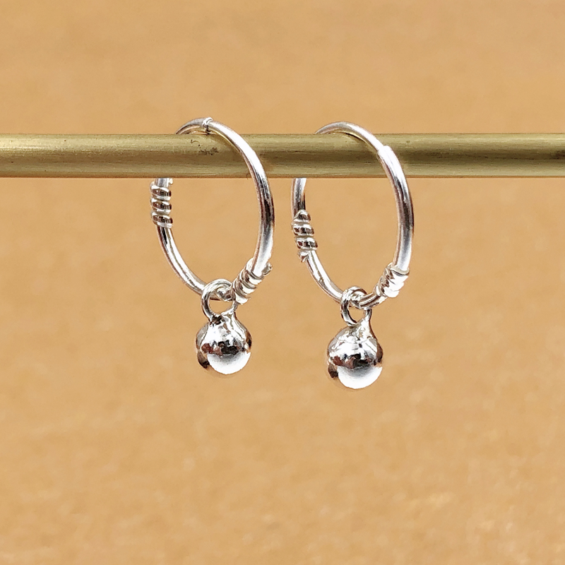 养耳洞耳环女纯银999足银简约小