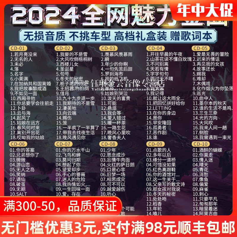 正版2024新歌神曲流行歌曲无损高音质音乐光碟汽车载cd碟片光盘