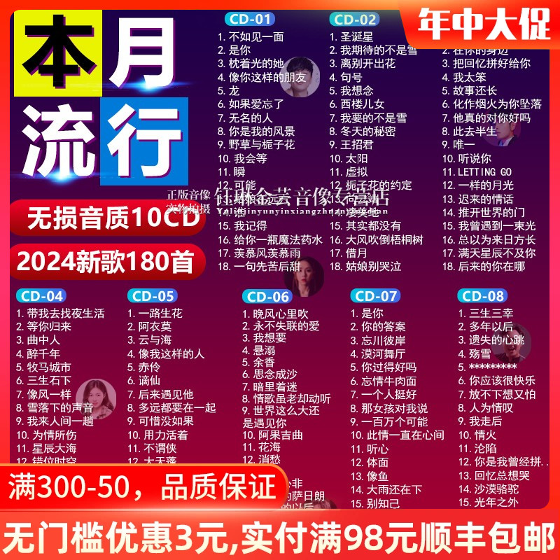 正版2024流行新歌乌梅子酱车用音乐光碟光盘无损音质汽车载cd碟片